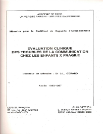 évaluation clinique de la communication chez les enfants X Fragile